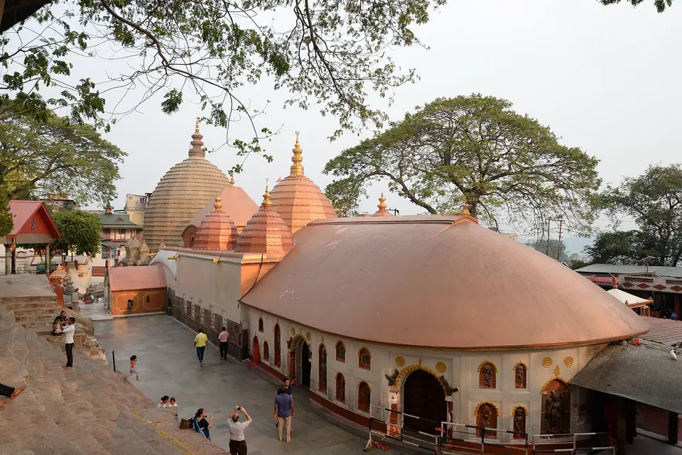 Beehive-shaped spires and curved roof of Kamakhya Temple on Nilachal Hill, Guwahati