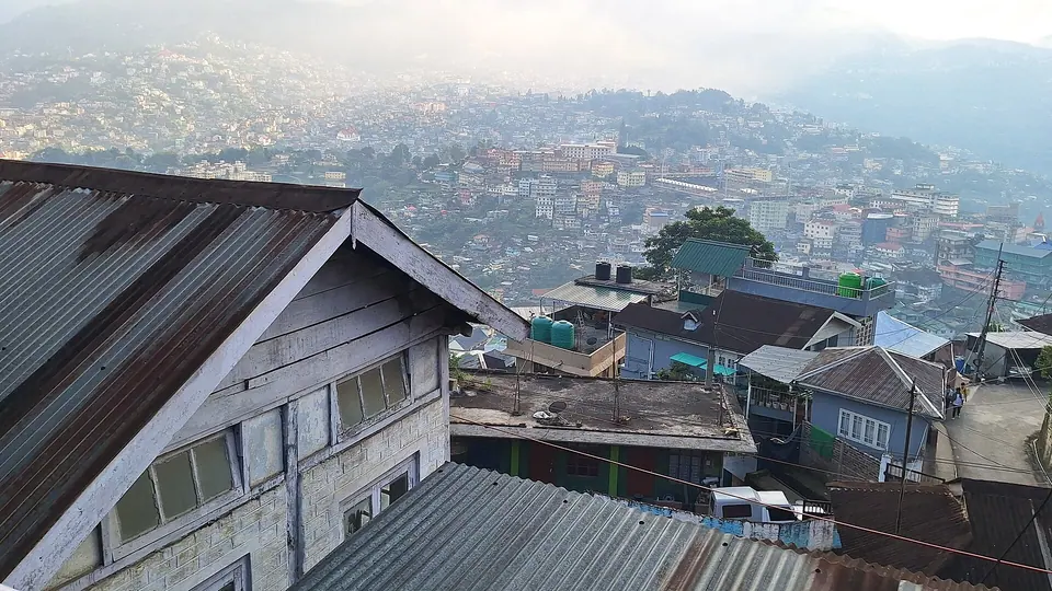 Rooftops of Kohima spread across the hills, seen from Bara Basti